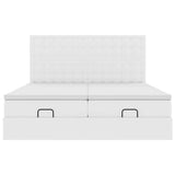 Pouf Letto con Materassi e LED Bianco Puro 160x200cm Similpelle