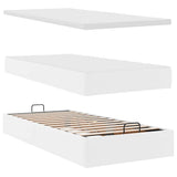Pouf Letto con Materassi e LED Bianco Puro 160x200cm Similpelle