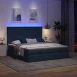 Struttura Letto Pouf con Materassi Blu 160x200 cm in Tessuto