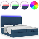 Struttura Letto Pouf con Materassi Blu 160x200 cm in Tessuto