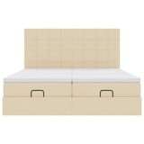 Struttura Letto Pouf con Materassi Crema 200x200 cm in Tessuto