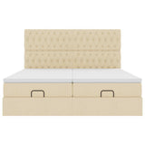 Struttura Letto Pouf con Materassi Crema 160x200 cm in Tessuto