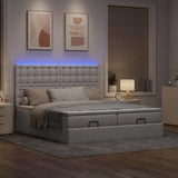 Struttura Letto Pouf con Materassi Tortora 160x200cm in Tessuto