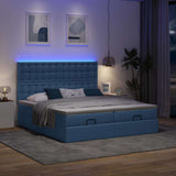 Struttura Letto Pouf con Materassi Blu 160x200 cm in Tessuto