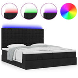 Struttura Letto Pouf con Materassi Nero 180x200 cm in Tessuto