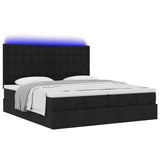 Struttura Letto Pouf con Materassi Nero 180x200 cm in Tessuto