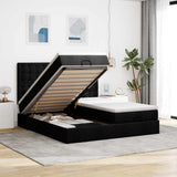 Struttura Letto Pouf con Materassi Nero 180x200 cm in Tessuto