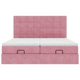 Struttura Letto Pouf con Materassi Rosa 160x200 cm Velluto