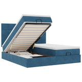 Pouf Letto con Materassi e LED Blu Scuro 200x200cm Velluto