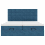 Pouf Letto con Materassi e LED Blu Scuro 200x200cm Velluto