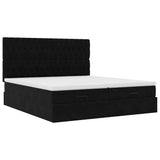 Struttura Letto Pouf con Materassi Nero 180x200 cm in Velluto