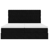 Struttura Letto Pouf con Materassi Nero 180x200 cm in Velluto