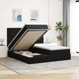 Struttura Letto Pouf con Materassi Nero 180x200 cm in Velluto