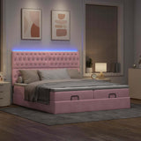 Struttura Letto Pouf con Materassi Rosa 200x200 cm Velluto