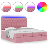 Struttura Letto Pouf con Materassi Rosa 200x200 cm Velluto