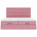 Struttura Letto Pouf con Materassi Rosa 200x200 cm Velluto