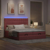Struttura Letto Pouf con Materassi Rosa 160x200 cm Velluto