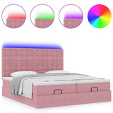 Struttura Letto Pouf con Materassi Rosa 160x200 cm Velluto