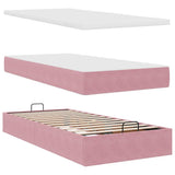 Struttura Letto Pouf con Materassi Rosa 160x200 cm Velluto