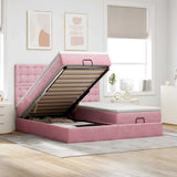 Struttura Letto Pouf con Materassi Rosa 160x200 cm Velluto