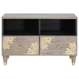 Mobile TV Grigio 70 x 33 x 46 cm Legno di mango massello