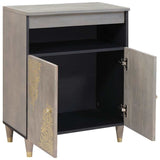 Credenza Grigio e Oro 60 x 33 x 75 cm Legno di mango massello