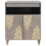 Credenza Grigio e Oro 60 x 33 x 75 cm Legno di mango massello