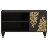 Mobile TV Nero 80 x 33 x 46 cm Legno di mango massello