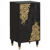 Credenza con porta Nero 40 x 33 x 75 cm Legno di mango massello