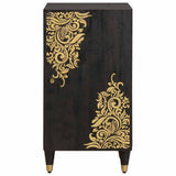 Credenza con porta Nero 40 x 33 x 75 cm Legno di mango massello