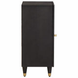 Credenza con porta Nero 40 x 33 x 75 cm Legno di mango massello