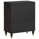 Credenza con porta Nero 60 x 33 x 75 cm Legno di mango massello