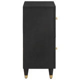 Credenza con porta Nero 60 x 33 x 75 cm Legno di mango massello