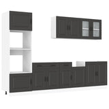 Set Mobili da Cucina 7 pz Kalmar Neri Legno truciolato