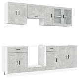 Set Mobili da Cucina 8 pz Porto Grigio Cemento in Truciolato