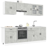 Set Mobili da Cucina 8 pz Porto Grigio Cemento in Truciolato