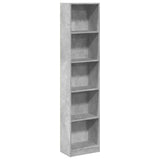 Libreria Grigio Cemento 40x24x176 cm in Legno truciolato