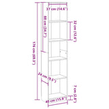 Libreria Grigio Cemento 40x24x176 cm in Legno truciolato
