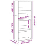 Libreria Grigio Cemento 60x30x152 cm in Legno truciolato