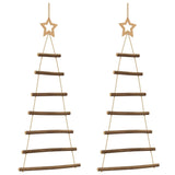 Alberi di Natale sospesi con stelle in alto 2 pz 42x90 cm Ramo naturale