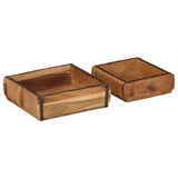 Vassoio 2 pcs Marrone 29 x 31 x 10 cm Legno Recuperato Massello