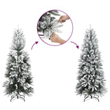 Albero di Natale Artificiale con 300 LED e Neve Floccata 180 cm