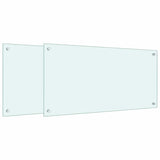 Paraschizzi per Cucina 2 pz Bianchi 80x40 cm in Vetro Temperato