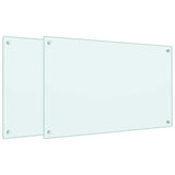 Paraschizzi per Cucina 2 pz Bianchi 80x50 cm in Vetro Temperato