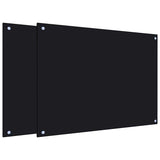 Paraschizzi per Cucina 2 pz Neri 80x60 cm in Vetro Temperato