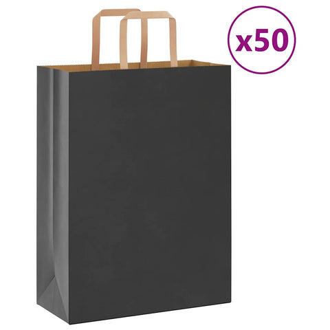 Sacchetti di Carta 50 pz con Manici Neri 26x12x35 cm