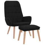 Poltrona Relax con Poggiapiedi Nera in Tessuto