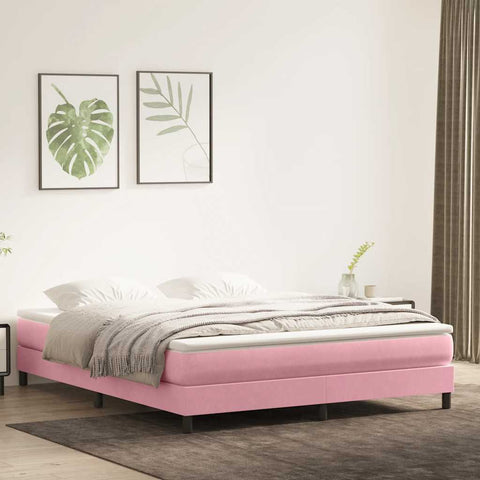 Letto a Molle senza Materasso Rosa 180x220 cm in Velluto