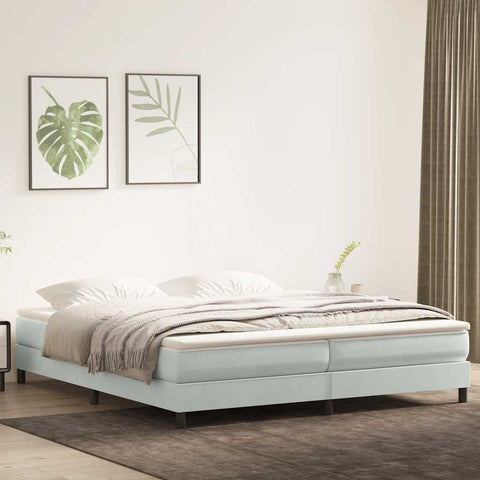 Letto a Molle senza Materasso Grigio Chiaro 200x220cm Velluto