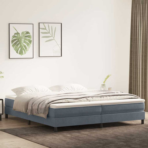 Letto a Molle senza Materasso Grigio Scuro 200x220 cm Velluto